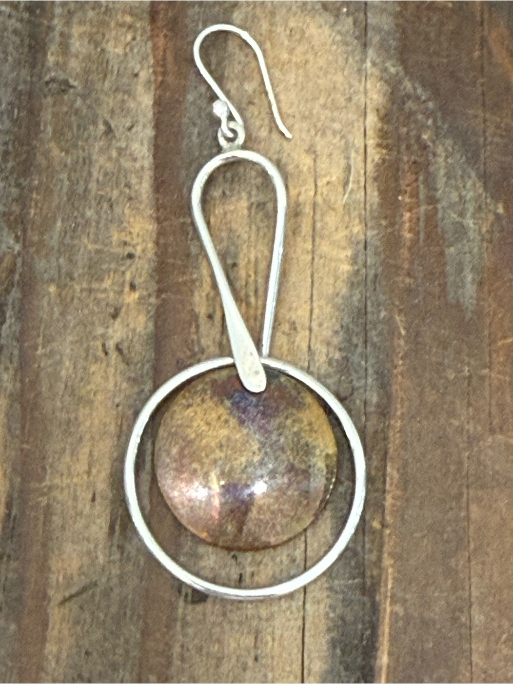Atlas Sterling Silver 925 Earrings Pierced Long Drops with Orbit Copper Disks
